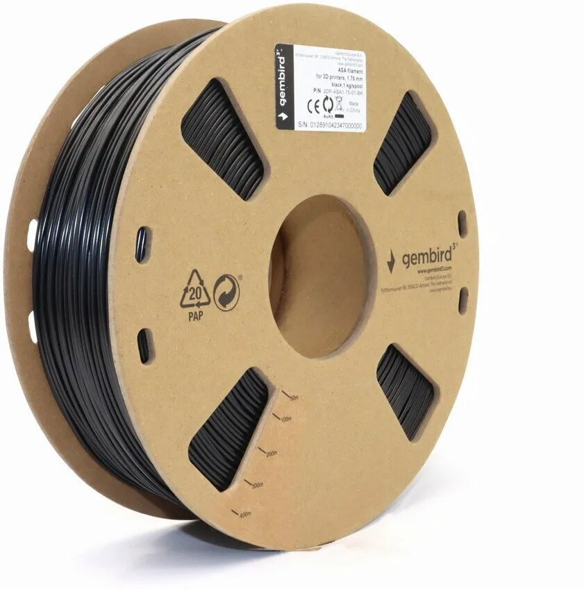20260309113213_gembird_asa_3d_printer_filament_1_75mm_mayro_1kg.jpeg Gembird ASA 3D Printer Filament 1.75mm Μαύρο 1kg - Image 1