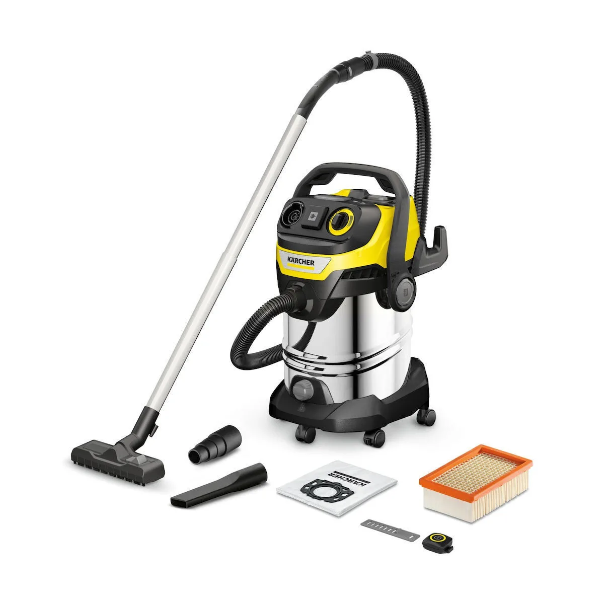 Karcher WD 7 Σκούπα Υγρών / Στερεών 1400W με Ανοξείδωτο Κάδο 30lt - Image 1