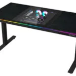 Ηλεκτρικό Γραφείο Gaming Ξύλινο Black με Μεταλλικά Πόδια, Ρυθμιζόμενο Ύψος, LED & USB θύρες 160x80x75εκ.