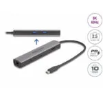 DeLock USB-C Docking Station με HDMI 4K PD Ethernet Γκρι (87865)