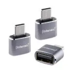 Intenso Μετατροπέας USB-C male σε USB-A female Γκρι 3τμχ 7600113