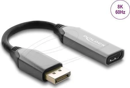 20260528110624_delock_converter_64366_active_displayport_1_4_to_hdmi_adapter_8k_hdr_function_black_grey.jpeg Delock Converter 64366 Active Displayport 1.4 To Hdmi Adapter 8k Hdr Function Black Grey - Image 1
