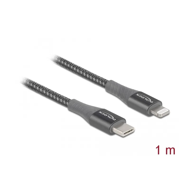 20260619110042_delock_usb_c_to_lightning_cable_gri_1m_86631.jpeg DeLock USB-C to Lightning Cable Γκρι 1m 86631 - Image 1