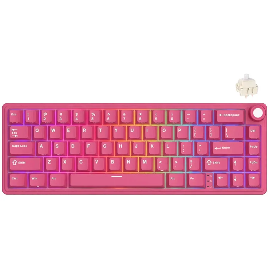 20260624152000_royal_kludge_r65_gaming_pliktrologio_me_rgb_fotismo_agliko_us_berry_red.jpeg Royal Kludge R65 Gaming Πληκτρολόγιο με RGB φωτισμό (Αγγλικό US) Berry Red - Image 1
