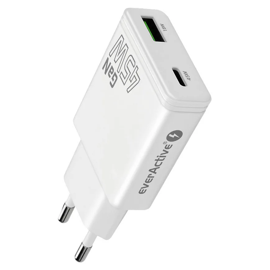 20260626134949_everactive_fortistis_choris_kalodio_gan_me_thyra_usb_a_kai_thyra_usb_c_45w_power_delivery_quick_charge_3_0_leykos_sc_460q.jpeg everActive Φορτιστής Χωρίς Καλώδιο GaN με Θύρα USB-A και Θύρα USB-C 45W Power Delivery / Quick Charge 3.0 Λευκός (SC-460Q) - Image 1