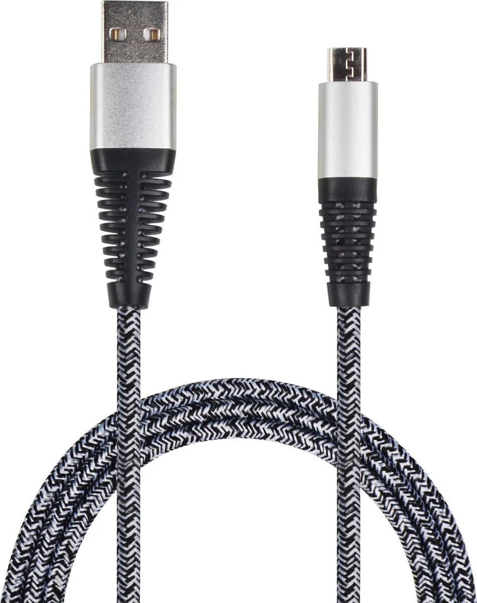 2GO Braided USB 2.0 to micro USB Cable Ασημί 1m (795951) 1τμχ 2GO Braided USB 2.0 to micro USB Cable Ασημί 1m (795951) 1τμχ - Image 1