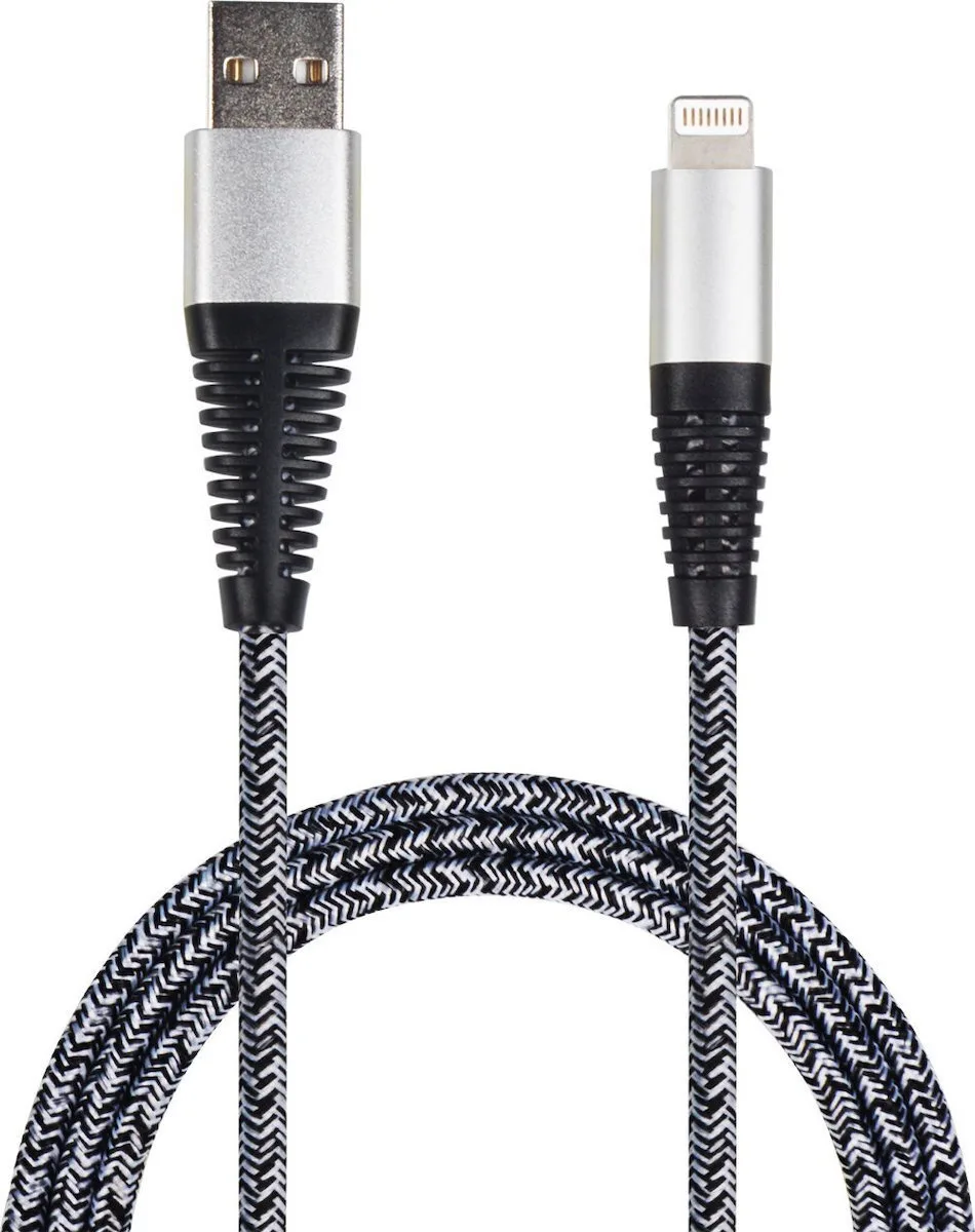 2GO Braided USB-A to Lightning Cable Ασημί 1m (795952) 2GO Braided USB-A to Lightning Cable Ασημί 1m (795952) - Image 1