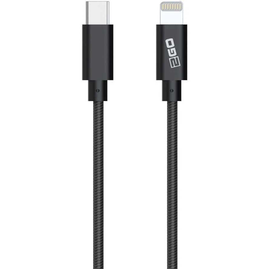 2GO Braided USB-A to Lightning Cable Μαύρο 1m (797162) 2GO Braided USB-A to Lightning Cable Μαύρο 1m (797162) - Image 1