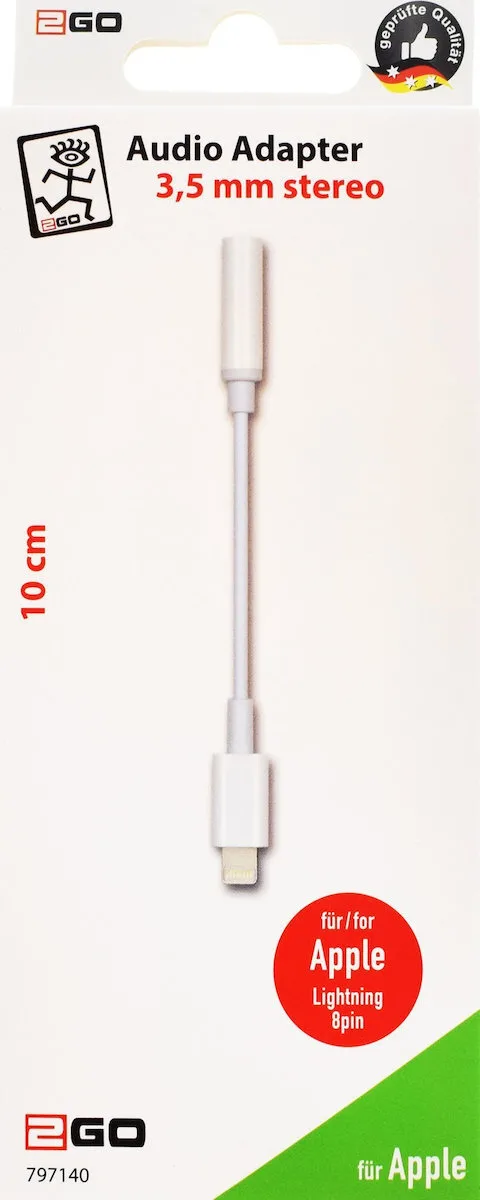 2GO Μετατροπέας Lightning male σε 3.5mm female Λευκό (797140) 2GO Μετατροπέας Lightning male σε 3.5mm female Λευκό (797140) - Image 1