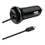 2GO Φορτιστής Αυτοκινήτου 2.4A με Θύρες: 1xUSB 1xType-C μαζί με Καλώδιο Lightning Μαύρο Χρώμα 797169