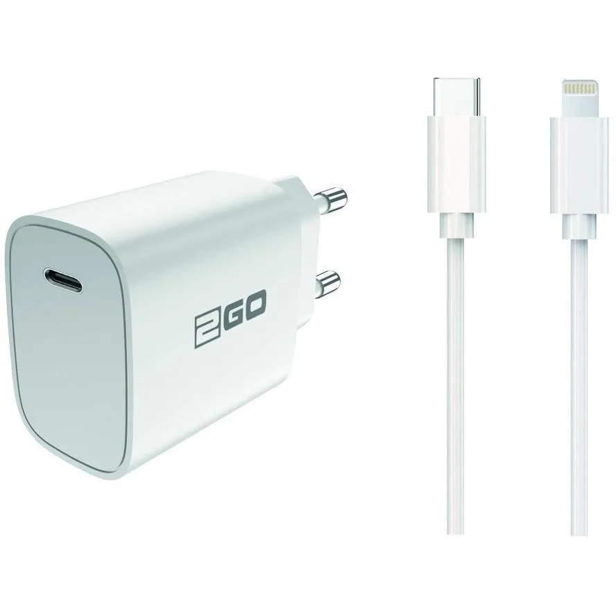 2GO Φορτιστής με Θύρα USB-C και Καλώδιο USB-C - Lightning 20W Λευκός (797277) 2GO Φορτιστής με Θύρα USB-C και Καλώδιο USB-C - Lightning 20W Λευκός (797277) - Image 1