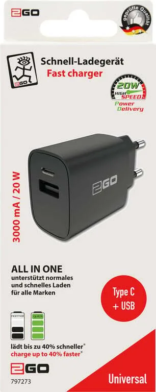 2GO Φορτιστής Χωρίς Καλώδιο με Θύρα USB-A και Θύρα USB-C 20W Μαύρος (797273) 2GO Φορτιστής Χωρίς Καλώδιο με Θύρα USB-A και Θύρα USB-C 20W Μαύρος (797273) - Image 1
