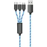 2GO LED USB to Lightning / Type-C / micro USB Cable Μπλε 1.5m (797315)