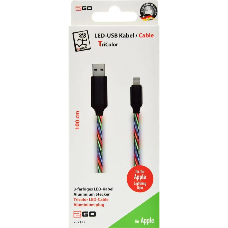 2GO Tricolor Flat / LED USB-A to Lightning Cable Μπλε 1m (797147) 2GO Tricolor Flat / LED USB-A to Lightning Cable Μπλε 1m (797147) - Image 1