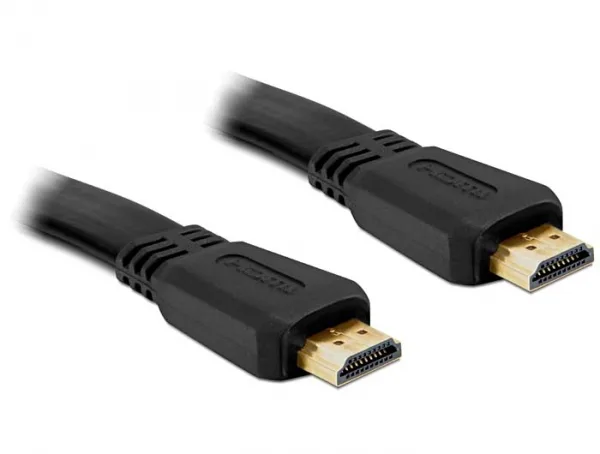 5928574-8640.jpg DeLock HDMI 1.4 High Speed 1080p 120Hz Flat Cable HDMI male - HDMI male 2m Μαύρο 82670 - Image 1