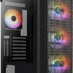 Aerocool Beam Gaming Midi Tower Κουτί Υπολογιστή με Πλαϊνό Παράθυρο και RGB Φωτισμό Μαύρο