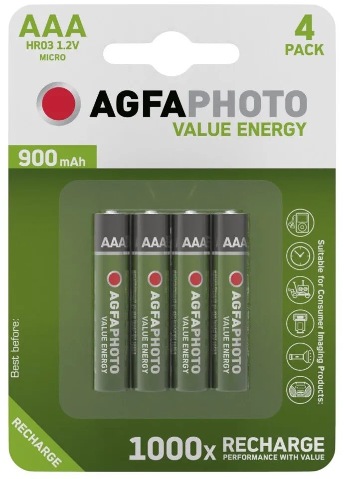 AgfaPhoto Επαναφορτιζόμενη Μπαταρία AAA 900mAh AgfaPhoto Επαναφορτιζόμενη Μπαταρία AAA 900mAh - Image 1