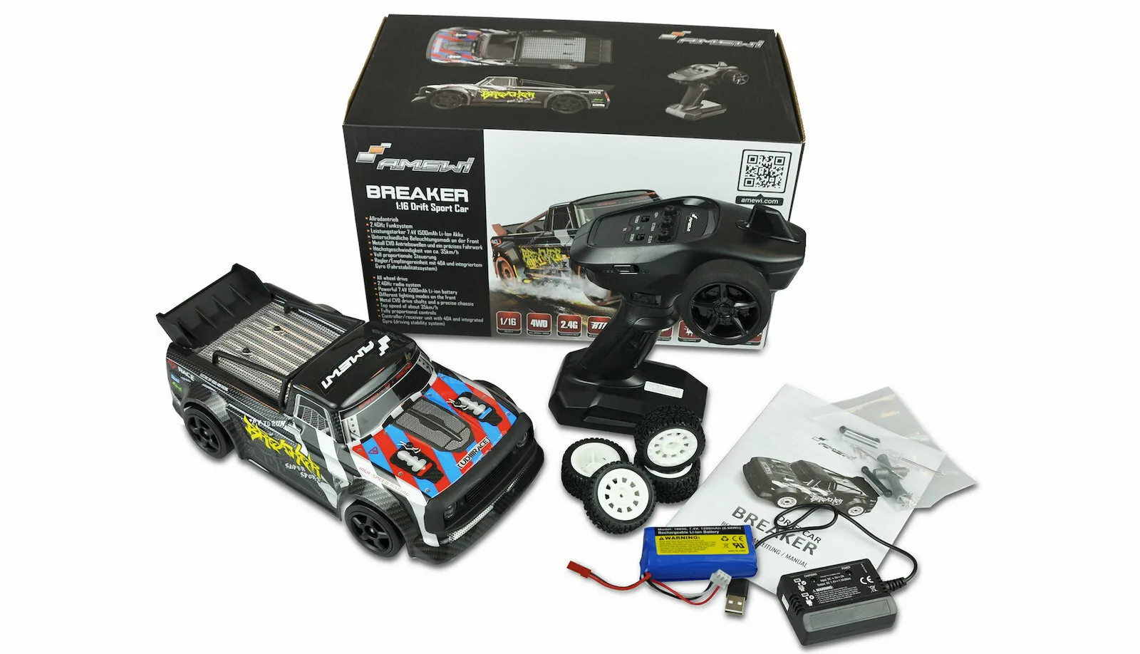 Amewi Breaker Τηλεκατευθυνόμενο Αυτοκίνητο Drift 4WD Μαύρο 21090 Amewi Breaker Τηλεκατευθυνόμενο Αυτοκίνητο Drift 4WD Μαύρο 21090 - Image 1
