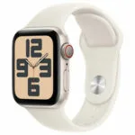 Apple Watch SE 2024 Cellular Aluminium 40mm Αδιάβροχο με eSIM και Παλμογράφο (Starlight με Starlight Sport Band - S/M)