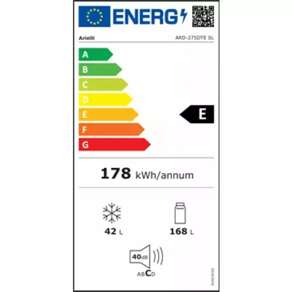 Arielli Ψυγείο Δίπορτο 210lt Υ143xΠ55xΒ55εκ. Inox ARD-275DTE SL Arielli Ψυγείο Δίπορτο 210lt Υ143xΠ55xΒ55εκ. Inox ARD-275DTE SL - Image 1