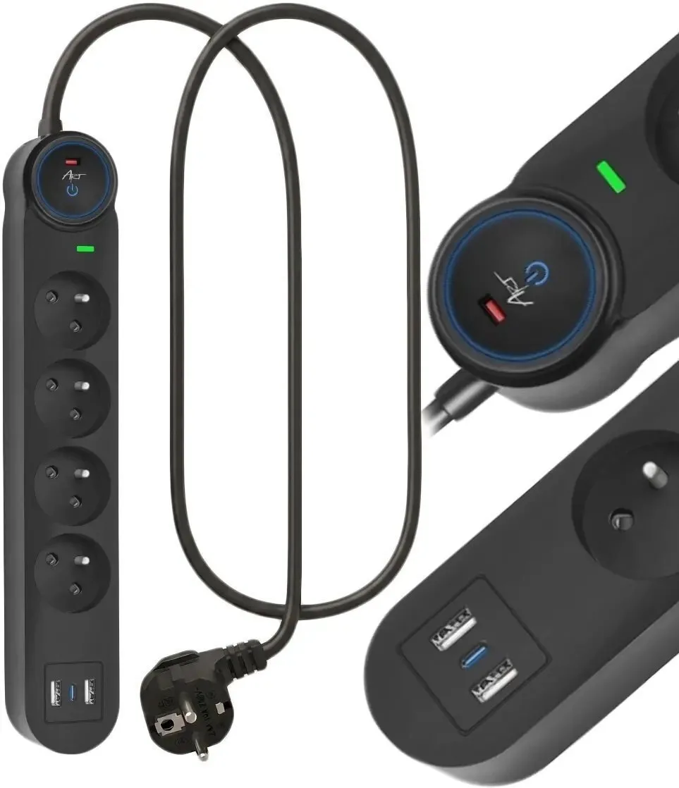 Art Πολύπριζο 4 Θέσεων με 2 USB-A, USB-C και Καλώδιο 1.5m Art Πολύπριζο 4 Θέσεων με 2 USB-A, USB-C και Καλώδιο 1.5m - Image 1
