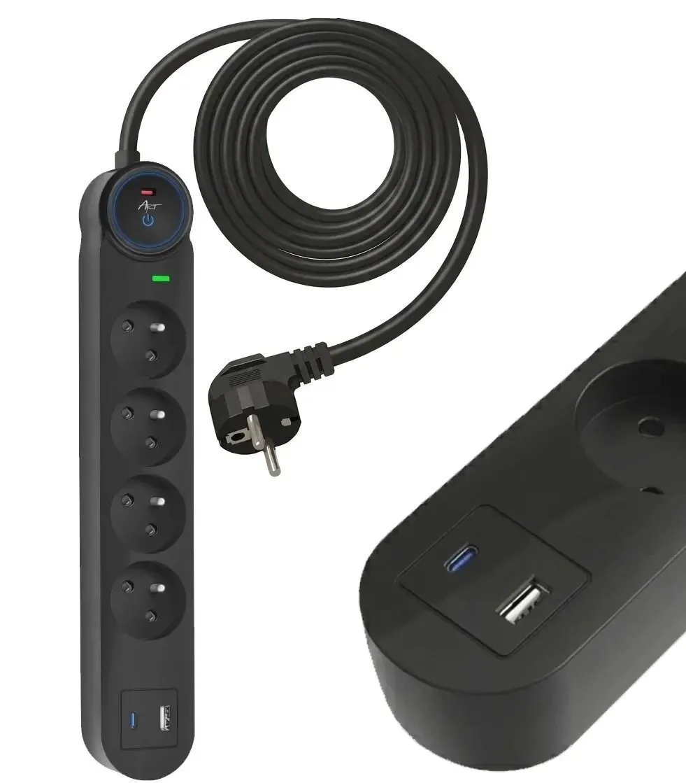 Art Πολύπριζο 4 Θέσεων με USB-A, USB-C και Καλώδιο 3m Art Πολύπριζο 4 Θέσεων με USB-A, USB-C και Καλώδιο 3m - Image 1