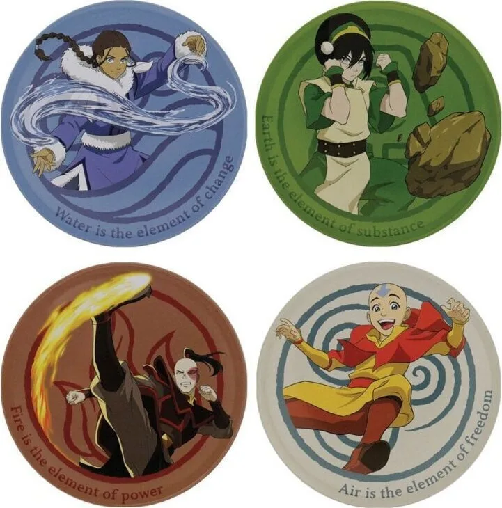 Avatar Last Airbender Set 4 Embossed Metal Coasters Avatar Last Airbender Set 4 Embossed Metal Coasters - Image 1
