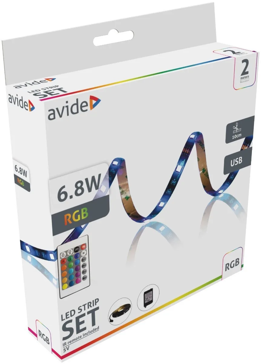 Avide Αδιάβροχη Ταινία LED Alsbl5v24k-30rgb65 USB 5V RGB Φως 2m Τύπου SMD5050 με Τροφοδοτικό 15.001.1966 Avide Αδιάβροχη Ταινία LED Alsbl5v24k-30rgb65 USB 5V RGB Φως 2m Τύπου SMD5050 με Τροφοδοτικό 15.001.1966 - Image 1