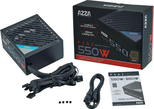 Azza PSAZ-550W 550W Μαύρο Τροφοδοτικό Υπολογιστή Full Wired 80 Plus Bronze Azza PSAZ-550W 550W Μαύρο Τροφοδοτικό Υπολογιστή Full Wired 80 Plus Bronze - Image 1