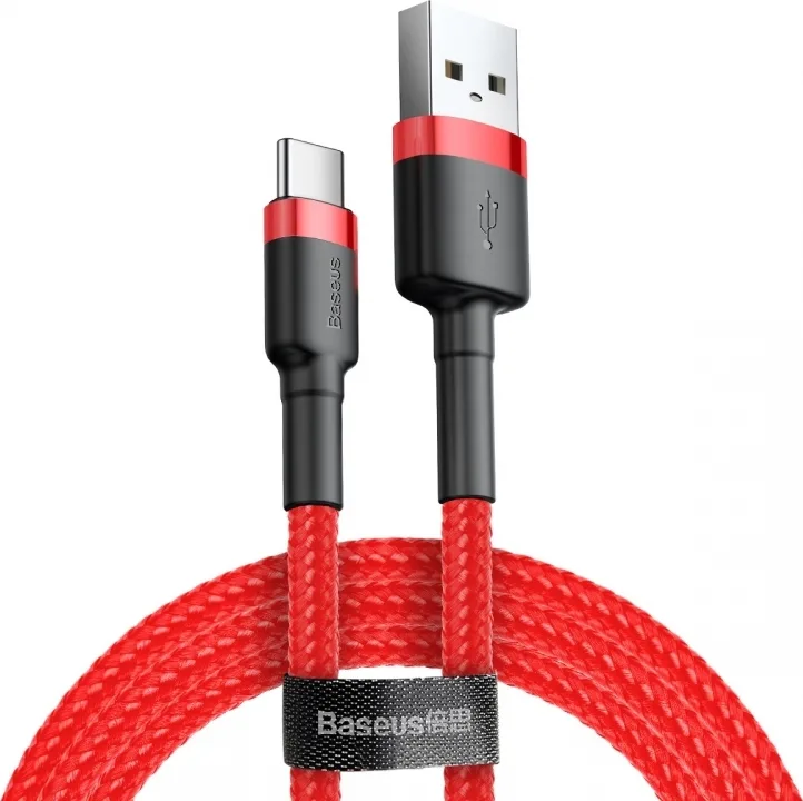 Baseus Cafule Braided USB 2.0 Cable USB-C male - USB-A 18W Κόκκινο 1m CATKLF-B09 Baseus Cafule Braided USB 2.0 Cable USB-C male - USB-A 18W Κόκκινο 1m CATKLF-B09 - Image 1