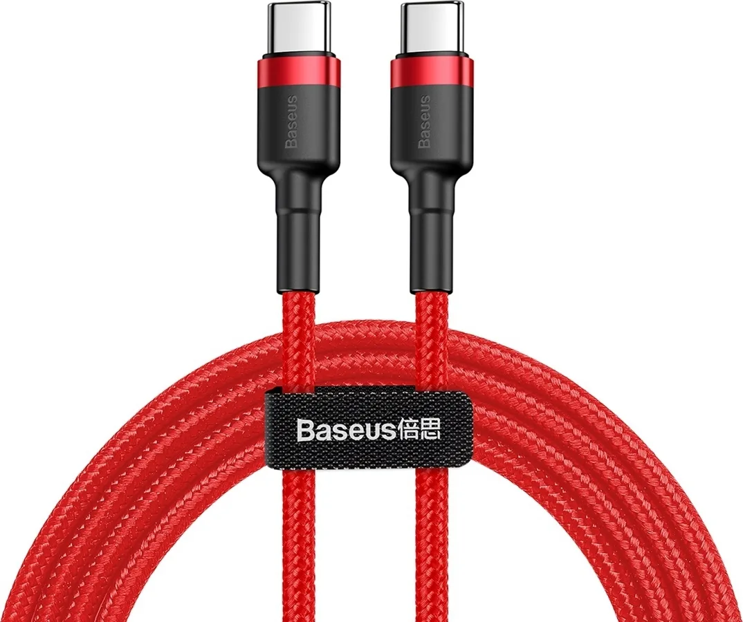 Baseus Cafule Braided USB 2.0 Cable USB-C male - USB-C 60W Κόκκινο 1m CATKLF-G09 Baseus Cafule Braided USB 2.0 Cable USB-C male - USB-C 60W Κόκκινο 1m CATKLF-G09 - Image 1