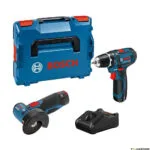 Bosch GSR Σετ Δραπανοκατσάβιδο & Γωνιακός Τροχός 12V με 2 Μπαταρίες 2Ah και Θήκη