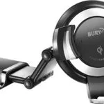 Bury PowerCharge Qi Βάση Κινητού Αυτοκινήτου με Ρυθμιζόμενα Άγκιστρα και Ασύρματη Φόρτιση Μαύρη GRBURYQi