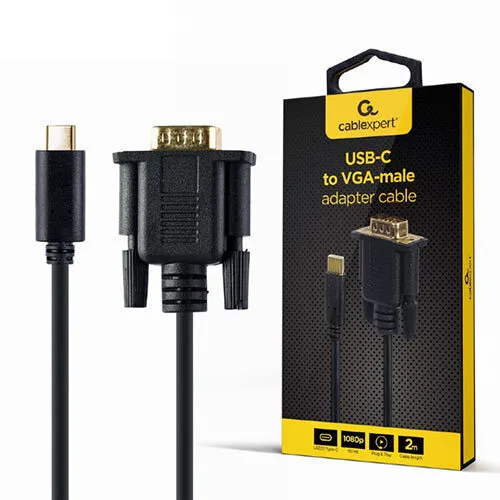 Cablexpert USB 3.1 Video Cable USB-C male - VGA Μαύρο 2m A-CM-VGAM-01 Cablexpert USB 3.1 Video Cable USB-C male - VGA Μαύρο 2m A-CM-VGAM-01 - Image 1