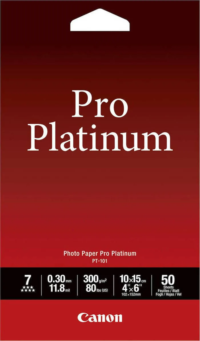 Canon PT-101 Φωτογραφικό Χαρτί Pro Platinum A6 (10x15) 300gr/m² για Εκτυπωτές Inkjet 50 Φύλλα (2768B014) Canon PT-101 Φωτογραφικό Χαρτί Pro Platinum A6 (10x15) 300gr/m² για Εκτυπωτές Inkjet 50 Φύλλα (2768B014) - Image 1