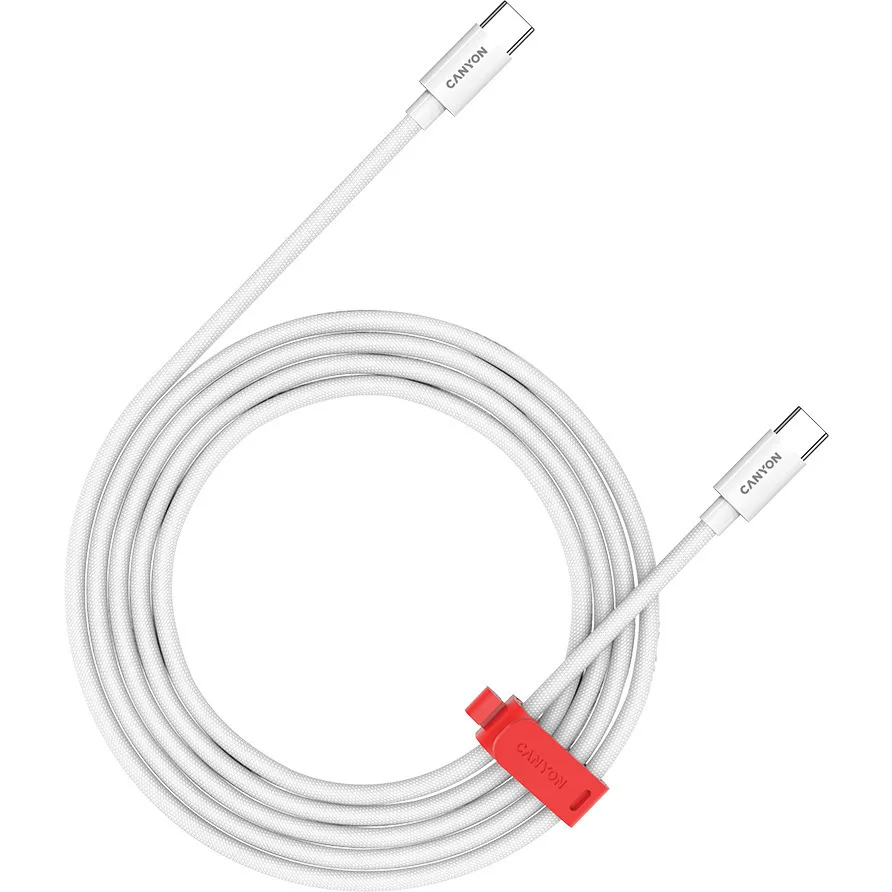 Canyon Braided USB 2.0 Cable USB-C male - USB-C 60W PD Λευκό 2m CND-CC60AB20W Canyon Braided USB 2.0 Cable USB-C male - USB-C 60W PD Λευκό 2m CND-CC60AB20W - Image 1