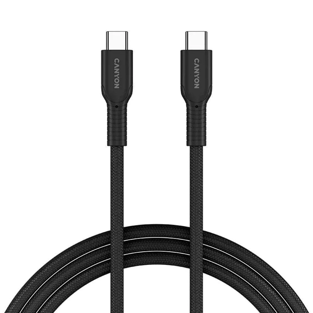 Canyon Braided USB 2.0 Cable USB-C male - USB-C 60W PD Μαύρο 1m CND-CCAP60AB10B Canyon Braided USB 2.0 Cable USB-C male - USB-C 60W PD Μαύρο 1m CND-CCAP60AB10B - Image 1
