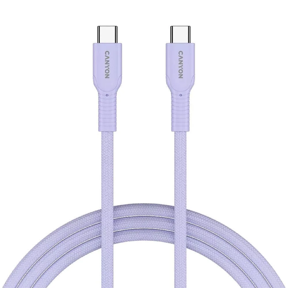 Canyon Braided USB 2.0 Cable USB-C male - USB-C / USB-A 60W Μωβ 1m CND-CCAP60AB10PU Canyon Braided USB 2.0 Cable USB-C male - USB-C / USB-A 60W Μωβ 1m CND-CCAP60AB10PU - Image 1