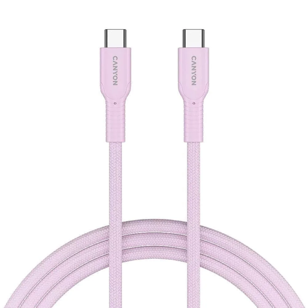 Canyon Braided USB 2.0 Cable USB-C male - USB-C / USB-A 60W Ροζ 1m CND-CCAP60AB10PK Canyon Braided USB 2.0 Cable USB-C male - USB-C / USB-A 60W Ροζ 1m CND-CCAP60AB10PK - Image 1