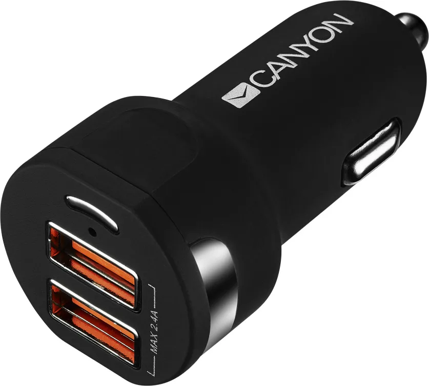 Canyon Φορτιστής Αυτοκινήτου 2.4A με Θύρες: 2xUSB Μαύρο Χρώμα CNE-CCA04B Canyon Φορτιστής Αυτοκινήτου 2.4A με Θύρες: 2xUSB Μαύρο Χρώμα CNE-CCA04B - Image 1
