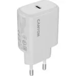 Canyon Φορτιστής με Ενσωματωμένο Καλώδιο με Θύρα USB-C 30W Power Delivery Λευκός (OnCharge)