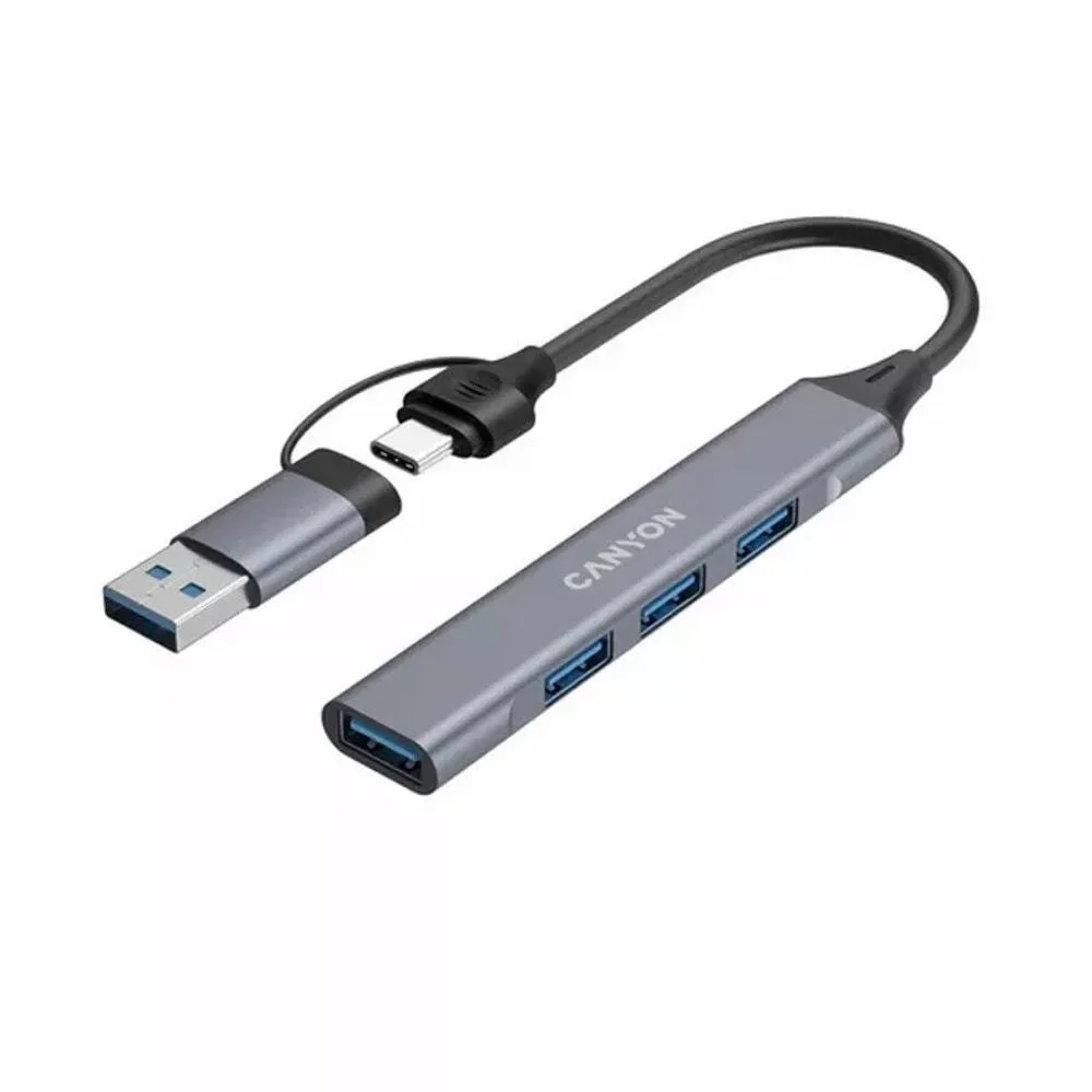 Canyon Hub 4 Θυρών USB 2.0 με σύνδεση USB-A Γκρι CNS-TDS02G Canyon Hub 4 Θυρών USB 2.0 με σύνδεση USB-A Γκρι CNS-TDS02G - Image 1