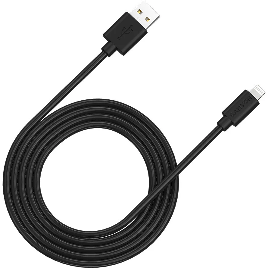 Canyon Lightning Charging Cable Mfi-12 26mb/s 5v/2.4a Apple Certified 2m Length Black Canyon Lightning Charging Cable Mfi-12 26mb/s 5v/2.4a Apple Certified 2m Length Black - Image 1