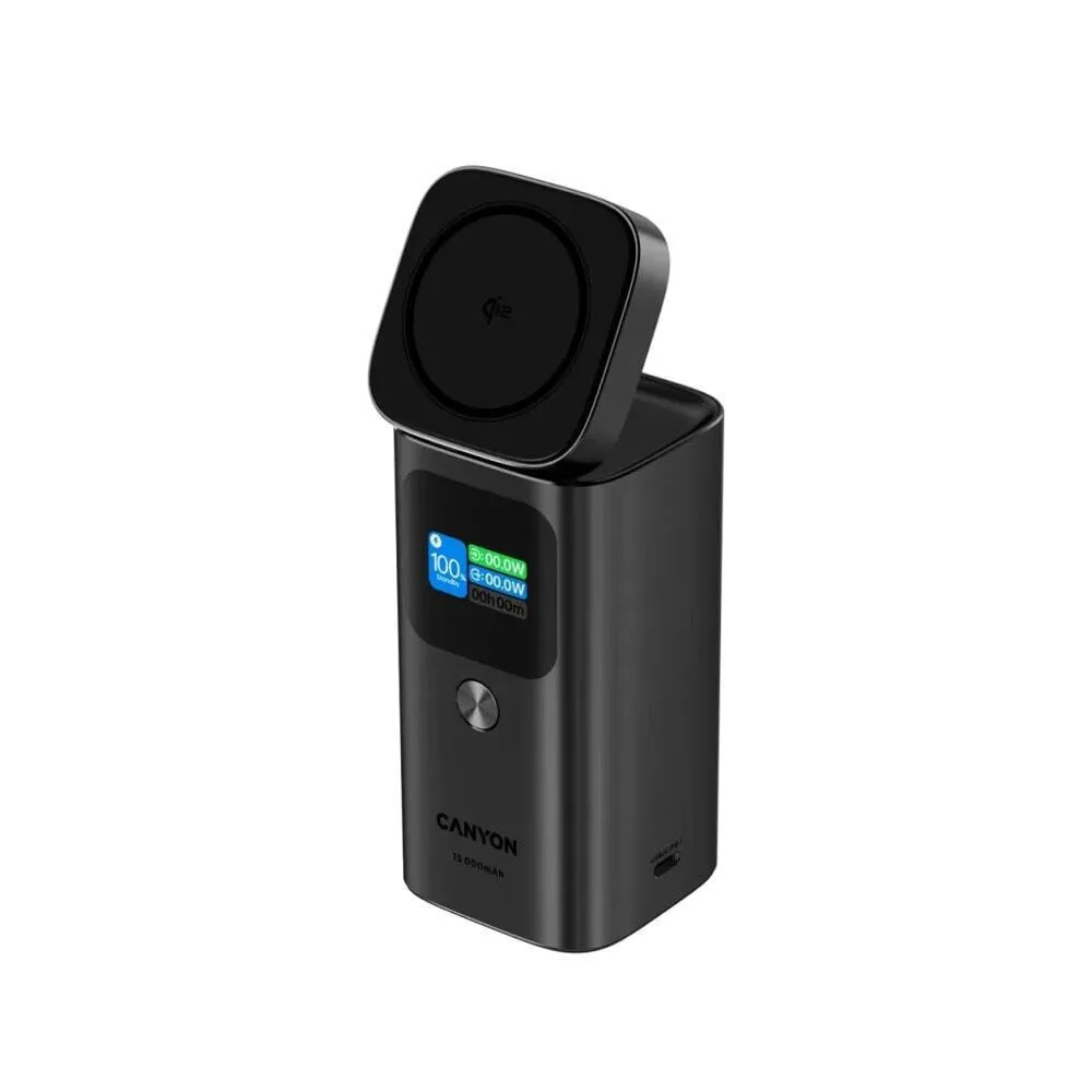 Canyon OnPower MagSafe 15000mAh 100W με Θύρα USB-A και 2 Θύρες USB-C Power Delivery Μαύρο Canyon OnPower MagSafe 15000mAh 100W με Θύρα USB-A και 2 Θύρες USB-C Power Delivery Μαύρο - Image 1