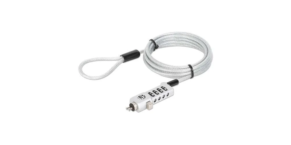 Κλειδαριά Laptop Manhattan Univeral 1,8m 4-m Pin Silver Κλειδαριά Laptop Manhattan Univeral 1,8m 4-m Pin Silver - Image 1