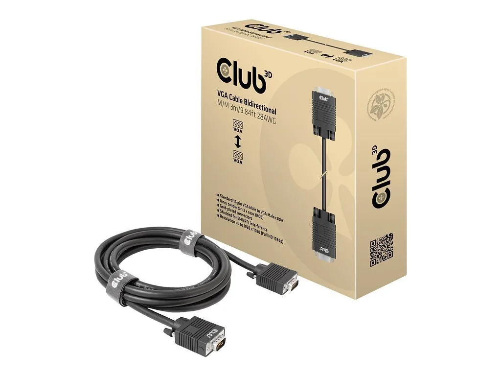 Club3D Cable VGA male - VGA male Μαύρο 3m (CAC-1703) Club3D Cable VGA male - VGA male Μαύρο 3m (CAC-1703) - Image 1