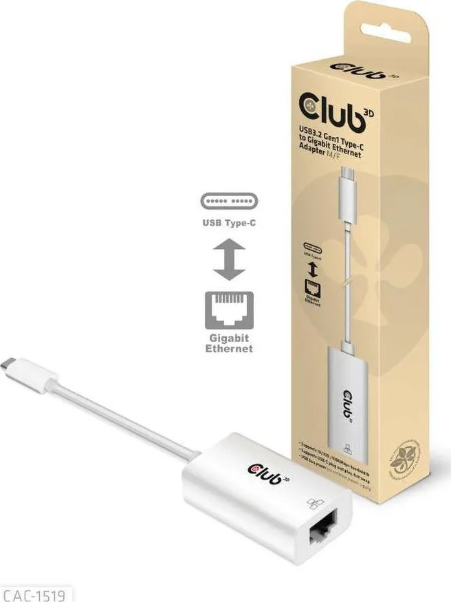 Club3D CAC-1519 Αντάπτορας Δικτύου USB-C με Ενσύρματη Σύνδεση Gigabit Ethernet Club3D CAC-1519 Αντάπτορας Δικτύου USB-C με Ενσύρματη Σύνδεση Gigabit Ethernet - Image 1