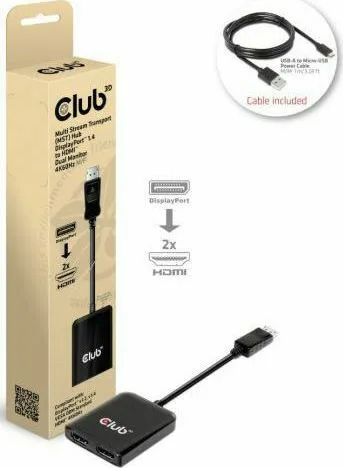 Club3D Μετατροπέας DisplayPort male σε HDMI 2x female 1τμχ CSV-7200H Club3D Μετατροπέας DisplayPort male σε HDMI 2x female 1τμχ CSV-7200H - Image 1