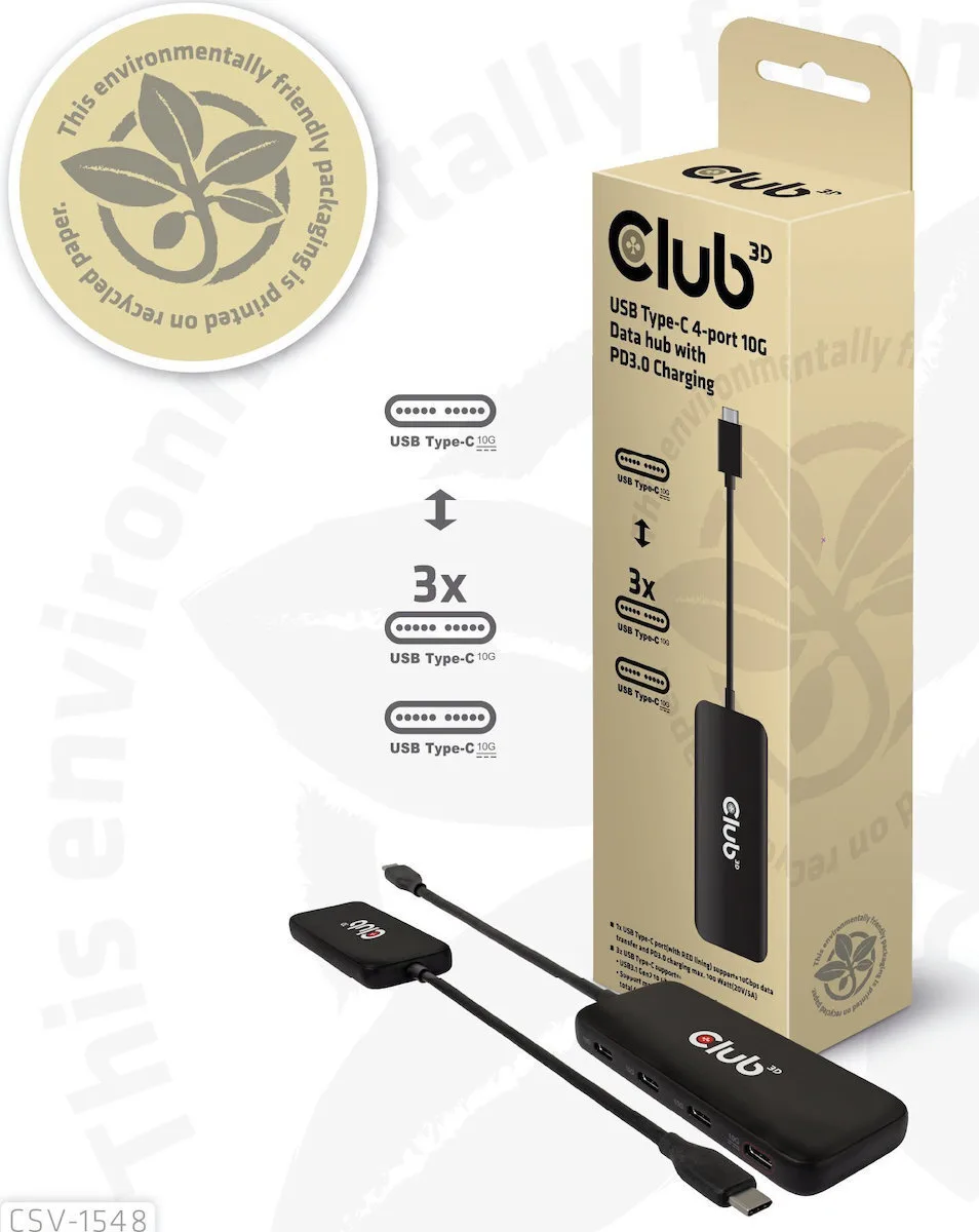 Club3D Hub 4 Θυρών USB 3.1 με σύνδεση USB-C CSV-1548 Club3D Hub 4 Θυρών USB 3.1 με σύνδεση USB-C CSV-1548 - Image 1