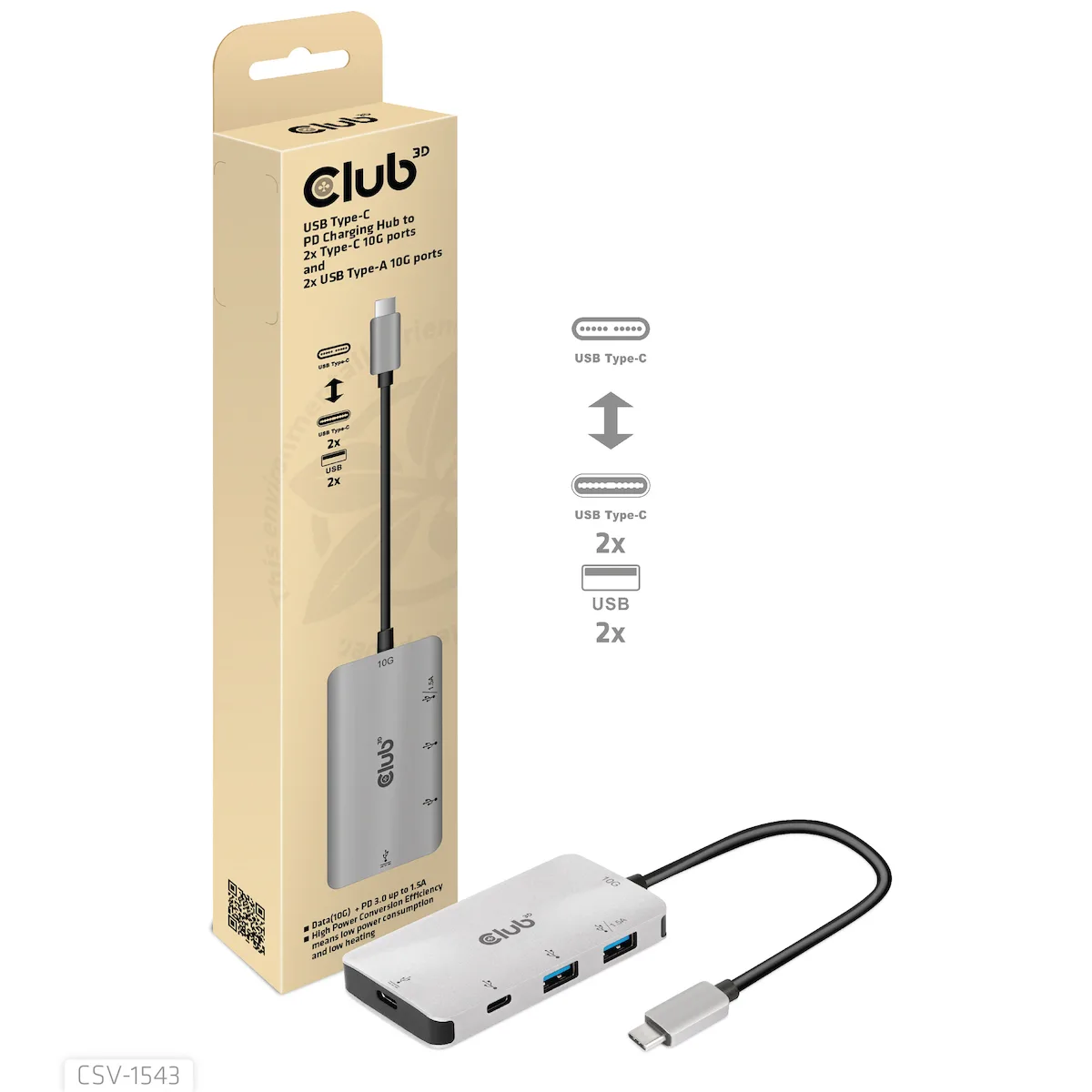 Club3D Hub 4 Θυρών USB 3.2 με σύνδεση USB-C Ασημί CSV-1543 Club3D Hub 4 Θυρών USB 3.2 με σύνδεση USB-C Ασημί CSV-1543 - Image 1